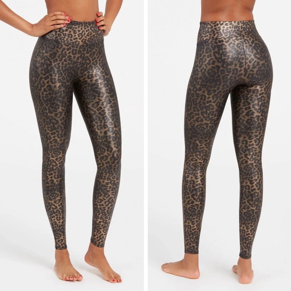 NWT - SPANX - Faux Leather Leopard Leggings in Leopard Shine - Picture 2 of 13